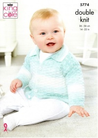 Knitting Pattern - King Cole 5774 - Baby Pure DK - Collared & V-Neck Cardigans